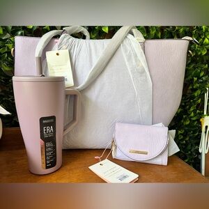 NWT Bundle! Poppy & Peonies Go-Getter tote, wallet & 30oz Brumate Era! Lilac!
